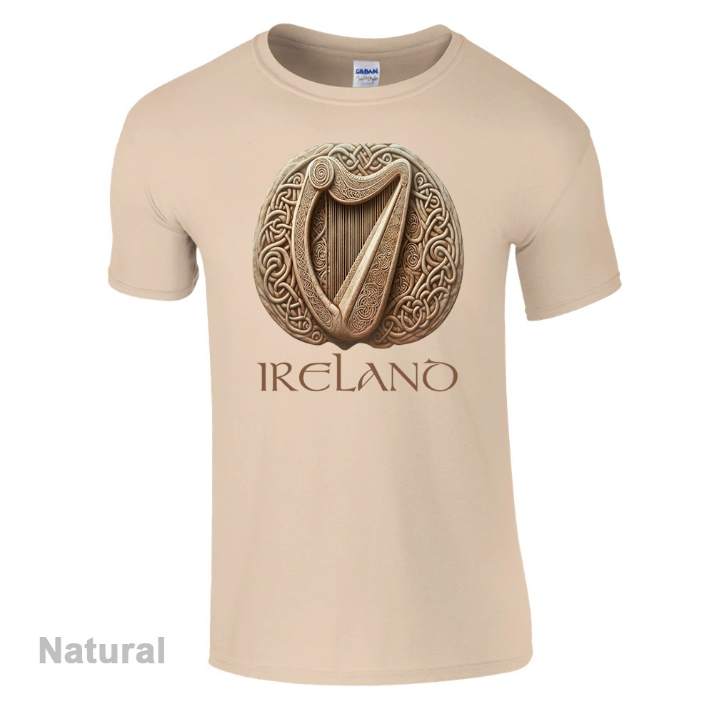 Natural - Celtic Harp T-Shirt - Irish Crish Celtic Harp Collection