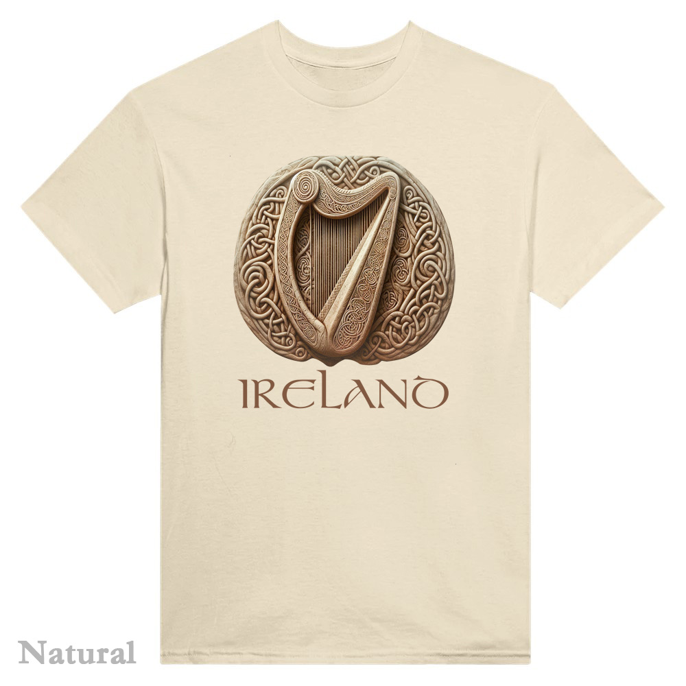 Natural - Celtic Harp T-Shirt - Irish Crish Celtic Harp Collection