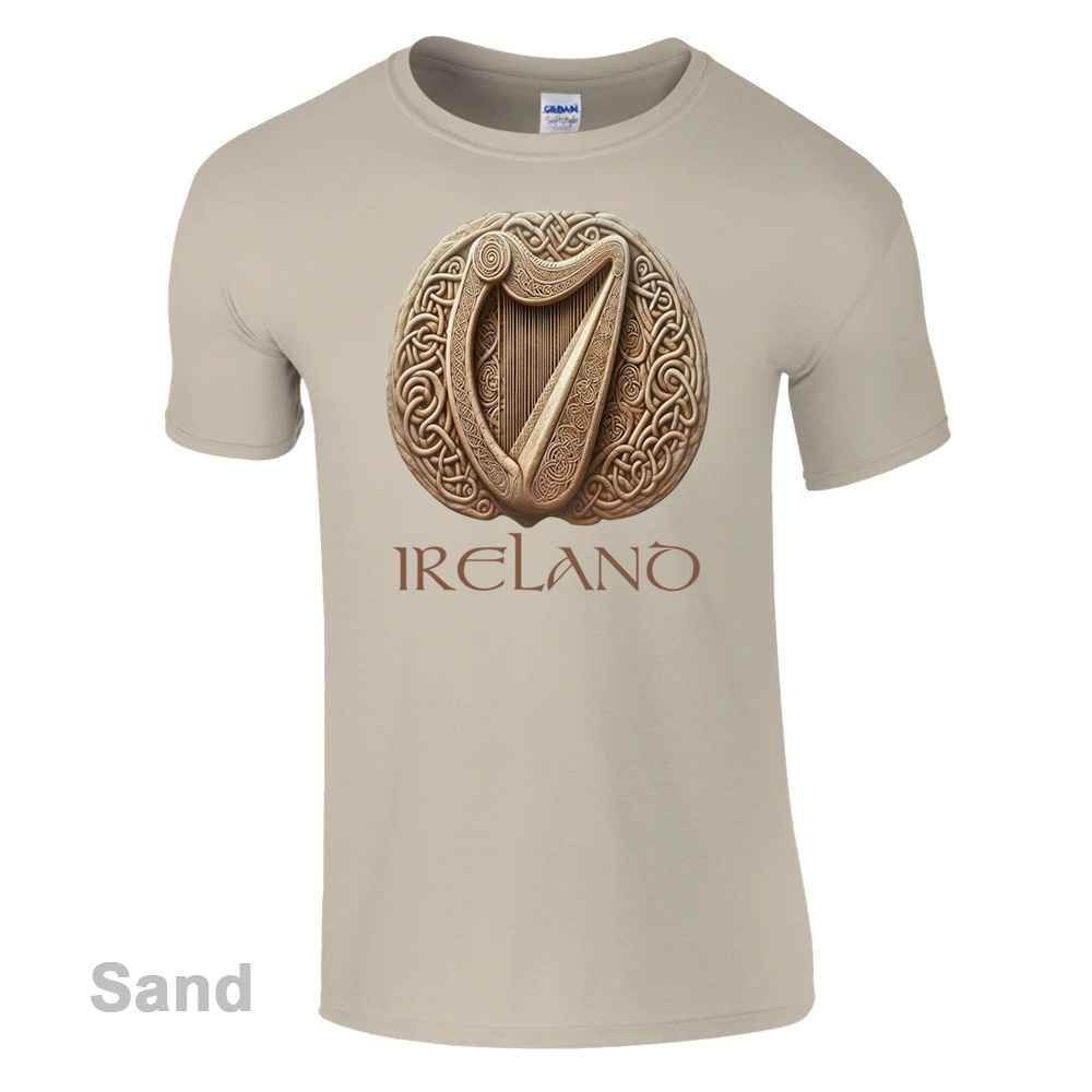 Sand - Celtic Harp T-Shirt - Irish Crish Celtic Harp Collection