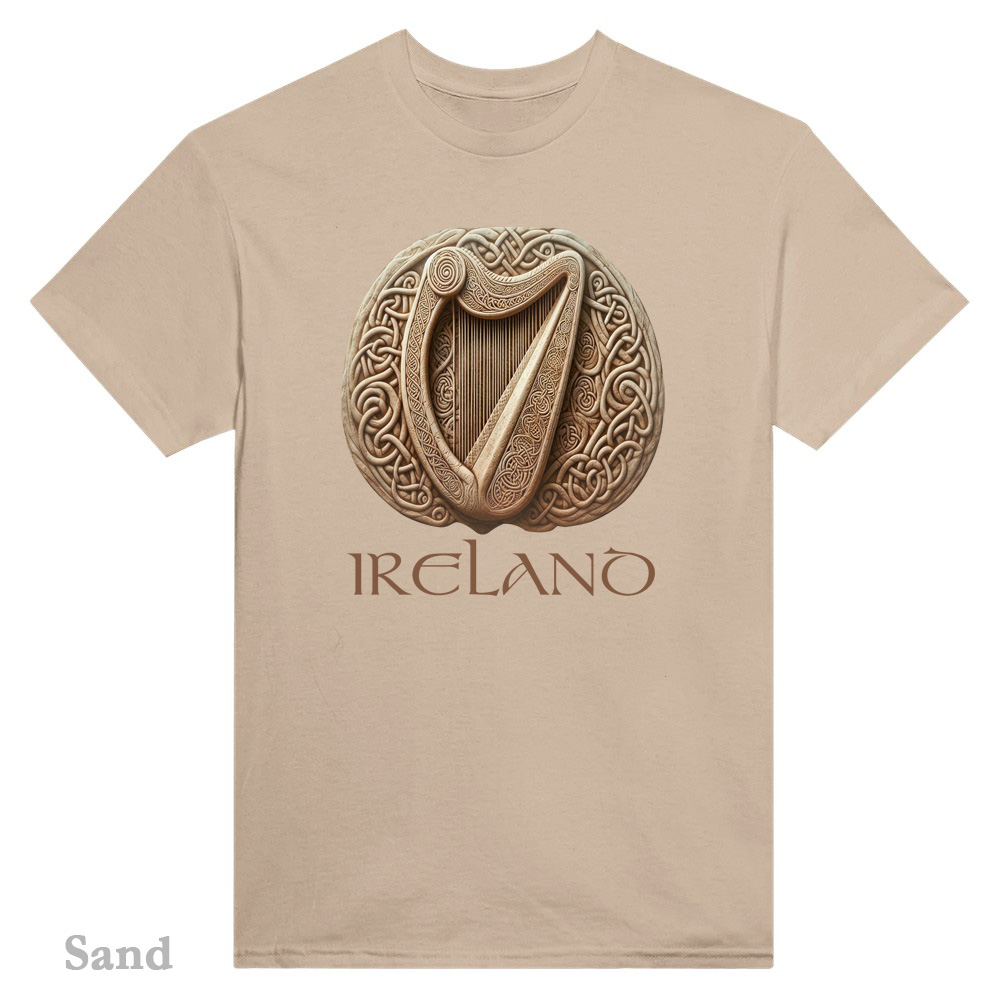 Sand - Celtic Harp T-Shirt - Irish Crish Celtic Harp Collection