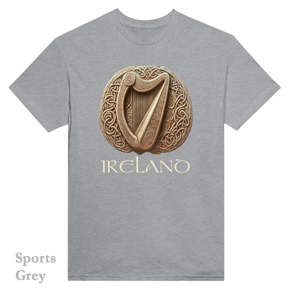 Sport Grey - Celtic Harp T-Shirt - Irish Crish Celtic Harp Collection